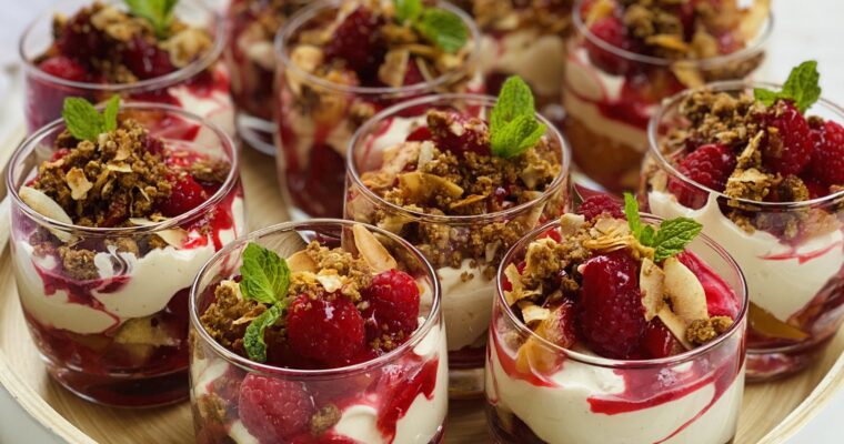 individual peach melba dessert parfaits